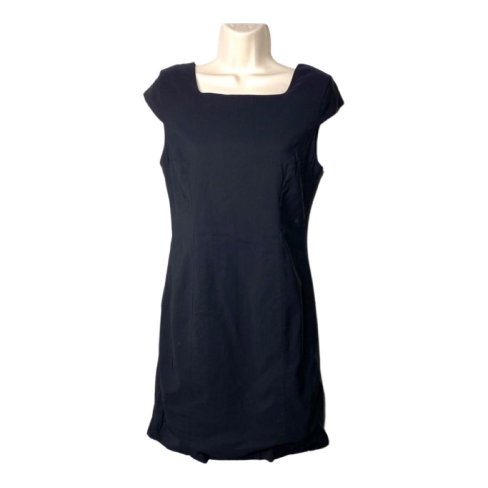 Helmut Lang black mini shirt sleeve dress full back zip sz 6 A4
